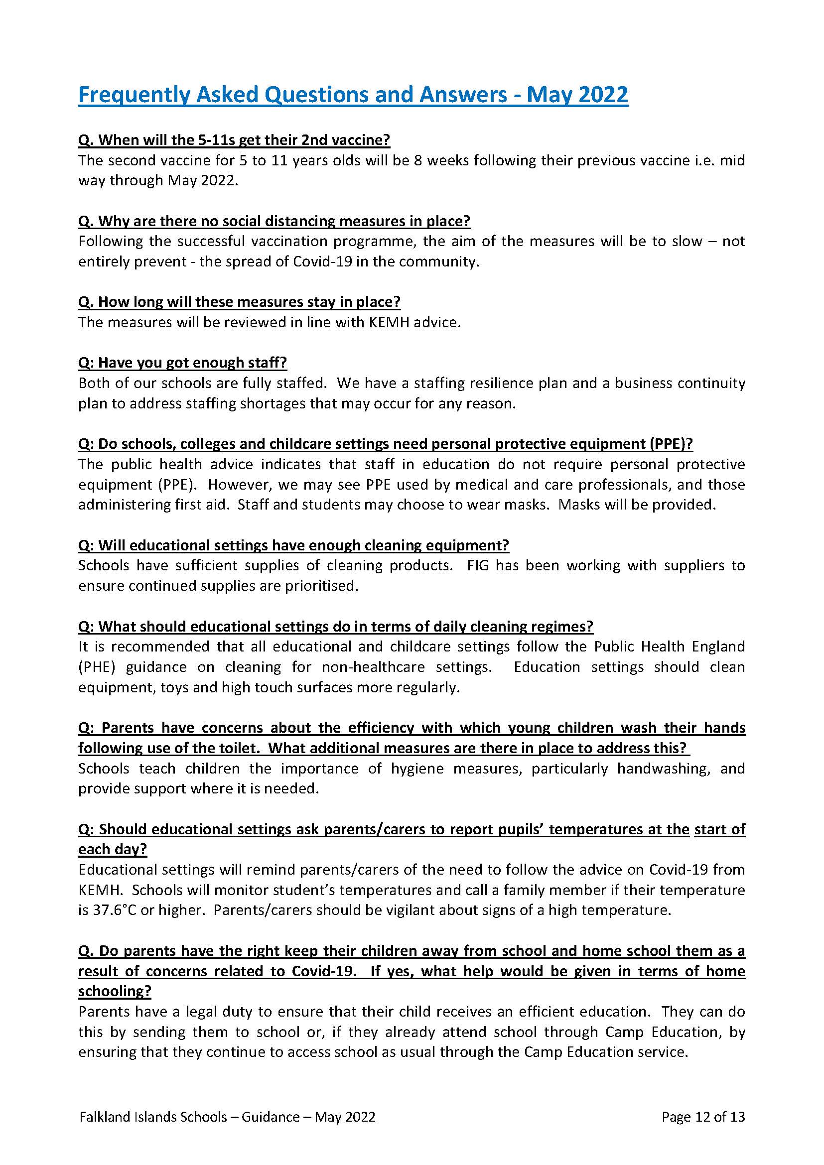 Falkland Islands Schools Covid 19 Guidance May 2022 Page 12
