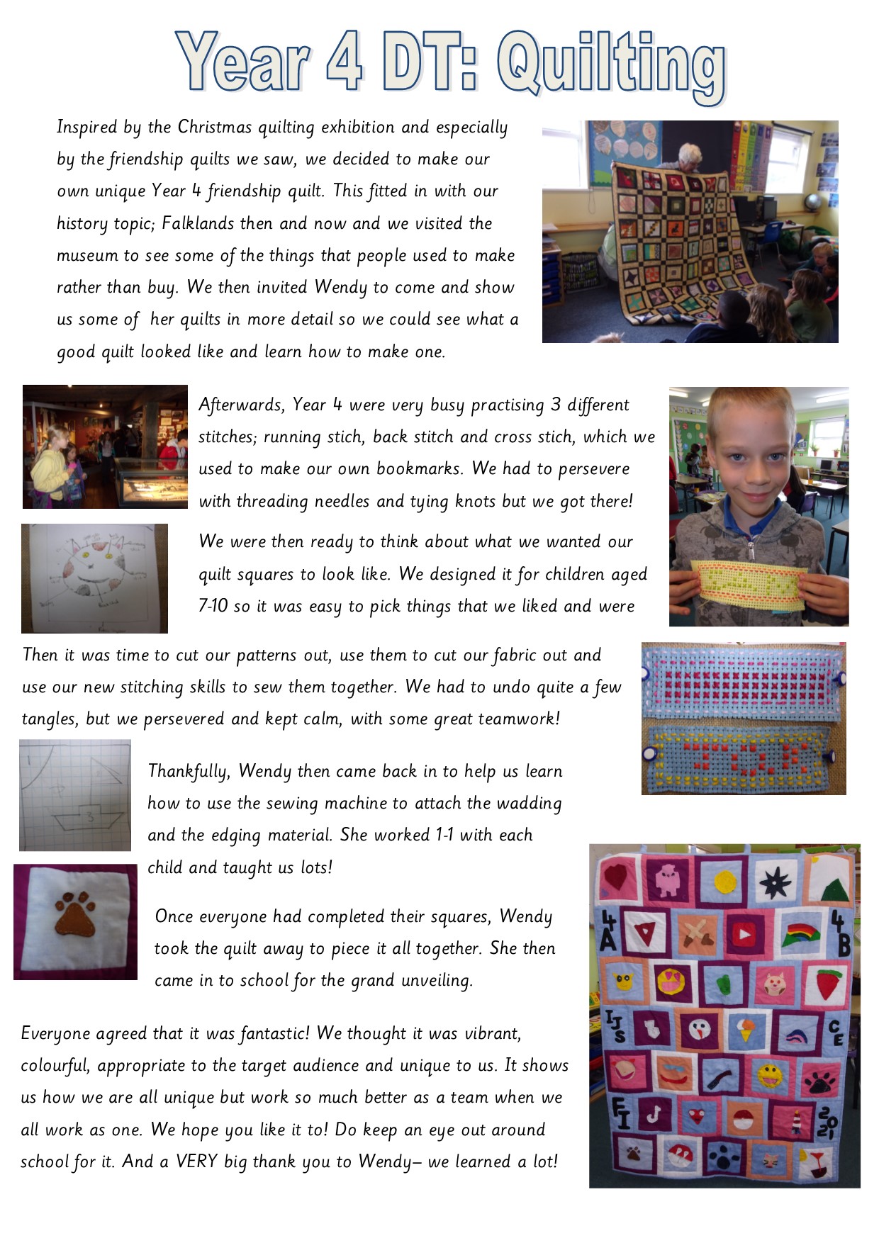 Year 4 DT Quilting term 2.1